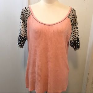 ☀️WEEKEND SALE☀️ Bibi☀️Peach mixed media top